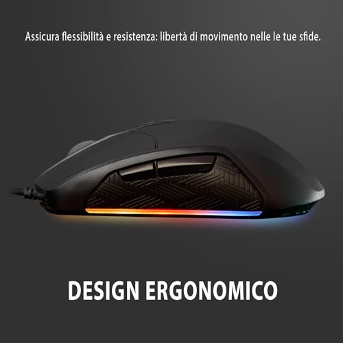 Mouse Gaming Ergonomico, 7 Pulsanti Programmabili, 7200 DPI, Effetti RGB 6 Colori, Filo Intrecciato 1.6m, Compatibile con Tappetino PC - Mouse gaming - Immagine 3
