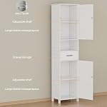 Homhedy 67" H Tall Bathroom Storage Cabinet with 2 Barn Doors and 1 Drawer, Narrow Storage Unit, Adjustable Shelves, Floor Cabinet for Bathroom, Living Room, Entryway, Kitchen, White, (15.7" W) - Image 5