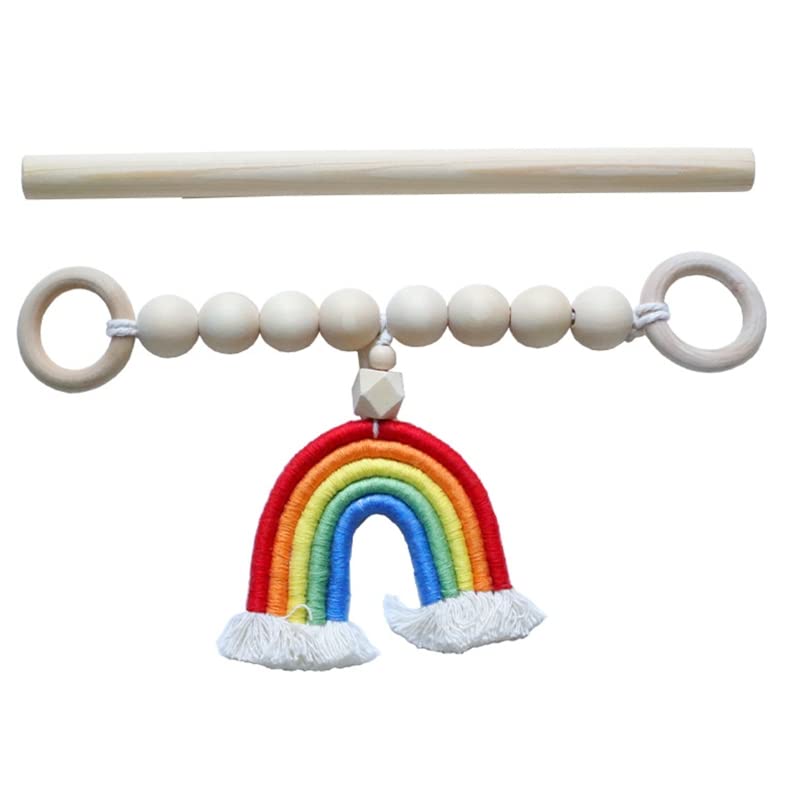 Fermacravatte Per Tende Boho Con Perline Di Legno E Nappe Arcobaleno – Giallo, Regolabili, Fissaggio Facile Senza Fori