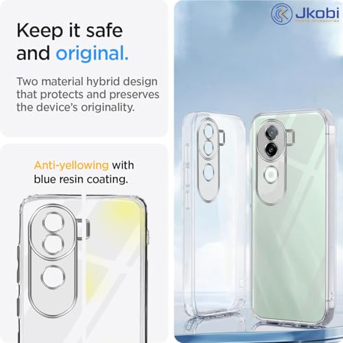 Image of Jkobi Back Cover for Vivo V40e (Silicone Clear Shockproof Case with Camera Protection and Dust Plugs | Transparent)