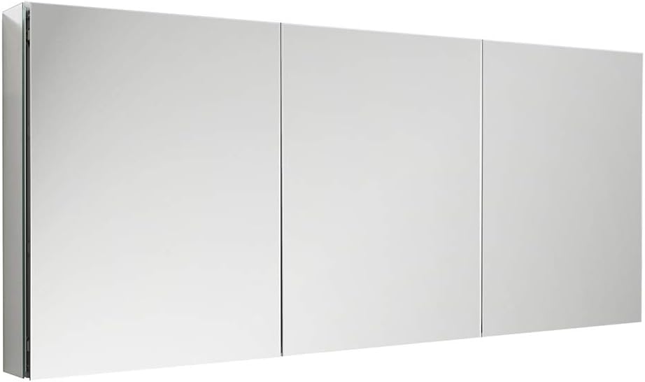 Fresca Bath 60" W x 36" H Modern Bathroom Medicine Cabinet with Mirrors, Recessed or Wall-Mount Installation, 8 Adjustable Glass Shelves, 3 Mirrored Doors - #FMC8020