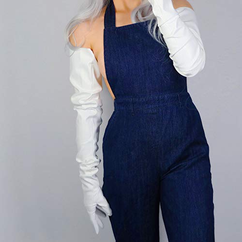 Image of DooWay Unisex 90CM LONG LEATHER GLOVES Oversized Loose Fit 35 Inches Shoulder Length Faux PU for Adult Party Cosplay Costume