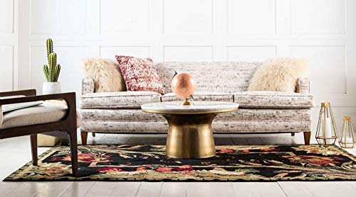 Image of Unique Loom Barnyard Collection French Country Cottage Roosters Black Round Rug (8' 0 x 8' 0)