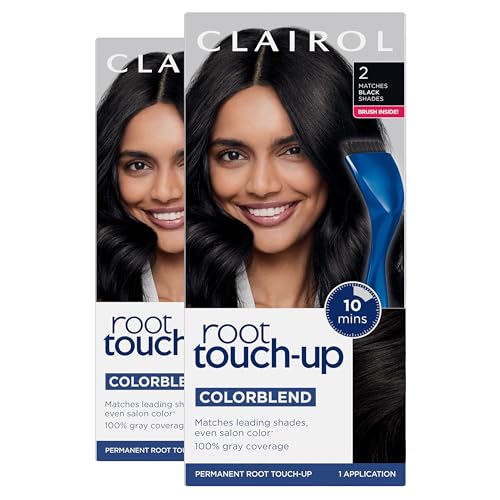 Clairol Root Touch-Up by Nice’n Easy Permanent Hair Dye, 2 Black Hair Color, Pack of 2
