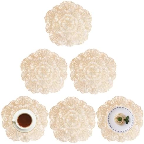 QYIQis Place Mats, 8Pcs Round Placemats, Washable PVC Placemats, Heat-Resistant Placemats, Waterproof PVC Placemats, Washable Table Coasters Non-Slip Kitchen Placemats for Home Kitchen Restaurant