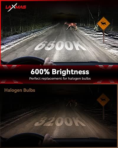 Laxmas 9005 LED Bulbs, 600% 48,000LM Ultra Brightness, 6500K Cool White, 9005/HB3 Super Bright Bulbs with 12000RPM Cooling Fan, 50000+ Hours Lifespan, Plug and Play, Pack of 2 - 1