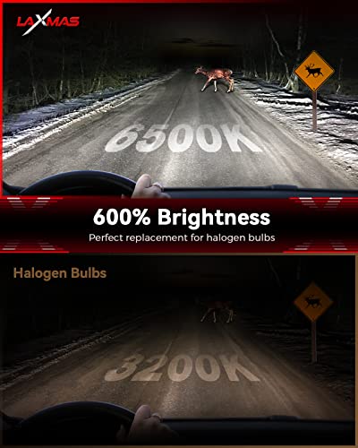 Laxmas 9005/Hb3 Led Light Bulbs, 18000 Lumens 70W 600% Brightness 6500K Cool White, Plug And Play Led Bulbs, High Beam Halogen Replacement Conversion Kit, Pack Of 2 #TOP2