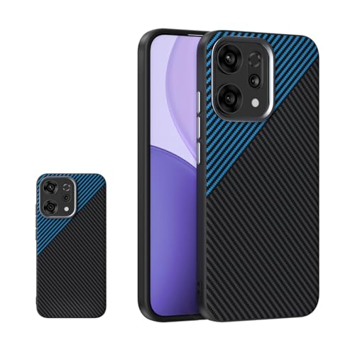 Coque Oppo Reno14 en fibre de carbone bleu étui élégant antichoc