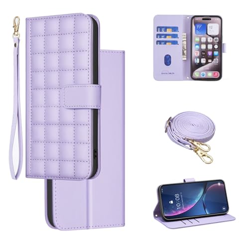 ESONG Cover Portafoglio Per Honor X6A Con tracolla Custodia A Libro In Pu Flip Per Caso Antiurto Magnetica Case Con Slot Per Schede Supporto donna viola pelle