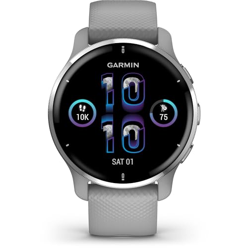 Garmin Venu 2 Plus, GPS Smartwatch with Call and Text, Advanced Health Monitoring and Fitness Features, Silver with Gray Band