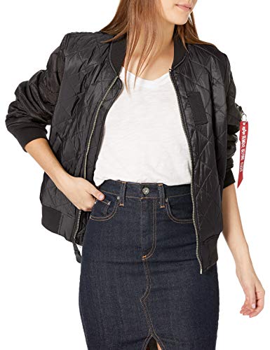 Alpha Industries Women's Ma-1 Diamond W Flight Jacket, Black, L