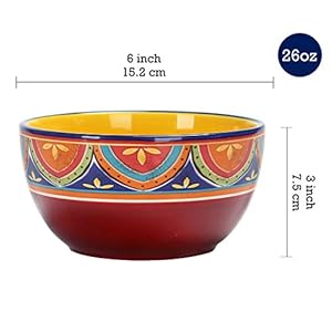 Bicotunisian26ozceramiccerealbowlssetof4forpastasaladcerealsoupmicrowavedishwashersafe Urban Country Home Decor Bico tunisian 26oz ceramic cereal bowls set of 4 for pasta salad cereal soup microwave dishwasher safe urban country home decor