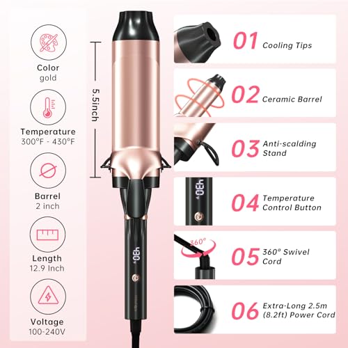 Image of Hahahope 2 inch Curling Iron:Large Barrel for Beach Waves
