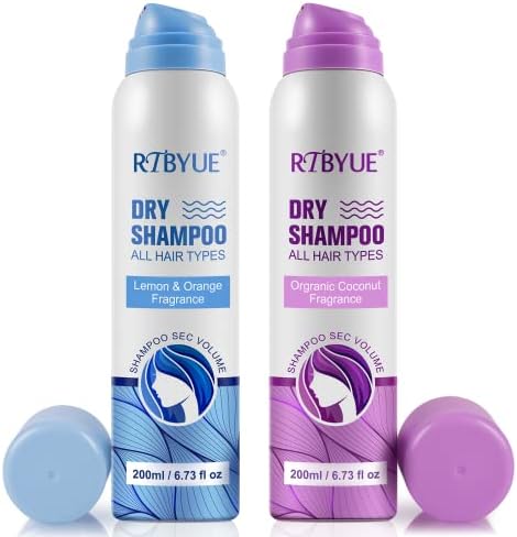 Dry Shampoo, Dry Shampoo Powder Spray, Waterless Dry Hair Shampoo Instantly Absorbs Oil for Refreshed Hair, Nourishing Dry Shampoo for All Hair Types Travel Size (Lemon & Orange and Coconut) 2pcs…