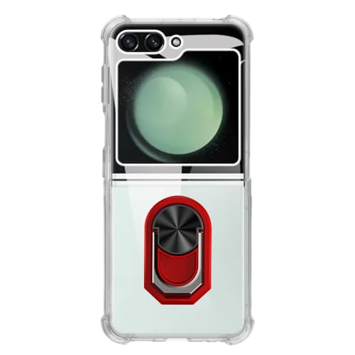 UOGNADGD �t���L�V�u���P�[�X + �����O�z���_�[ Samsung Galaxy Z Flip 5 5G �Ƃ̌݊������� �ϏՌ��J�o�[���}�O�l�b�g�����J�X�^�C���X�^���h (�N���A+���b�h�����O)