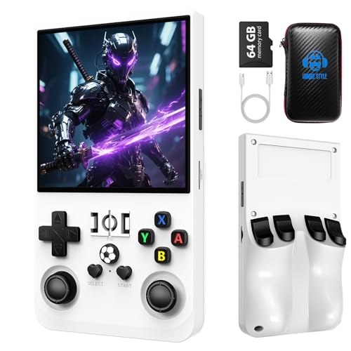 Image of R36MAX Retro Handheld Game Console, 4.0 Inch Retro Gaming Console with 64GB Memory,Portable Video Games Console,Open Source Linux System Hand Held Game Console, 4000mAh Battery(White)
