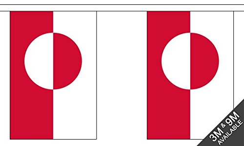 Flagtex Greenland Fabric Bunting – 9m with 30 Flags – Indoor & Outdoor Decoration – String Flags Banners Greenlandic Danish Territory Arctic