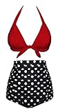 Angerella Vintage High Waisted Bikinis Swimsuits Two Piece Swimsuit (SST017-R1-L),Red(Ploka),US6-8=Tag Size L