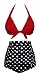 Angerella Vintage High Waisted Two Piece Swimwear Bathing Suits, US6-8, Tag Size L, Red(Polka Dot)