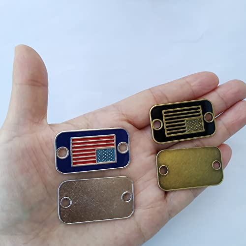 12 Pcs US Flag Rectangular Paracord Bracelet Accessories or Shoe Shoelace Decoration Zinc Alloy Rectangle with Rounded Corners 2 Holes4