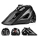 MOKFIRE Mountain Bike Helmet - Detachable Super Long Sun Visor with USB Safety Light & Camera Mount for MTB Adults Cycling Bicycle Helmet for Women and Men - Size (22.44-24.01 Inches) - Black