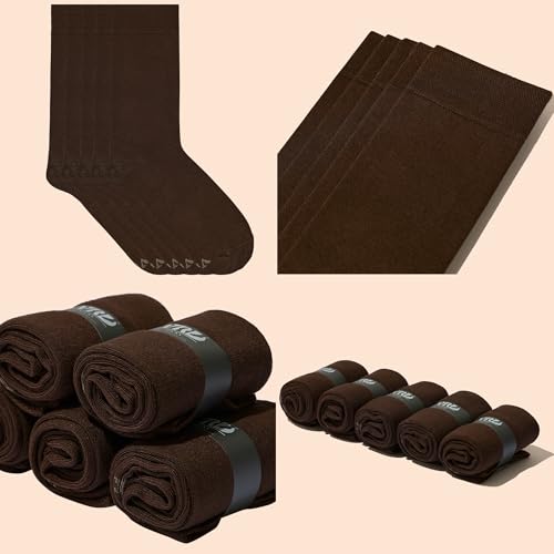 VRD Bamboo Mens Dress Socks for Men, 5-Pack, Solid Design Crew Length Mid-Calf Socks, Mens Shoe Size 8-132