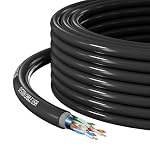 Syston Direct Burial Shielded Cat 6E Ethernet Network Cable, Bulk 600 MHz F/UTP 23 AWG Pure Bare Copper Outside Plant (OSP) - Rated, Waterproof Dual-Layer Jacket for Outdoor Wet Location Application