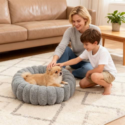 Panier pour chien rond lavable avec base anti-dérapante