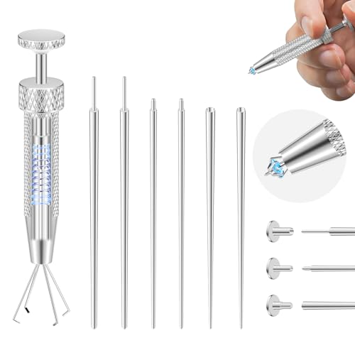 Piercing Taper Ball Grabber Tool for Changing Jewelry - Anti-Slip Piercing Ball Grabber & Insertion Pin Set 16G 18G 20G Stainless Steel Threadless/Threaded Body Piercing Kit Hypoallergenic Nickel-Free for Nose Ear Lip Navel