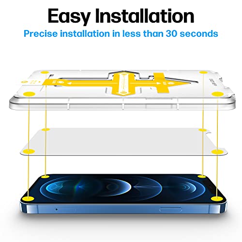 Image of Power Theory Designed for iPhone 12 Pro Max Screen Protector Tempered Glass [9H Hardness], Easy Install Kit, 99% HD Bubble Free Clear, Case Friendly, Anti-Scratch, 2 Pack