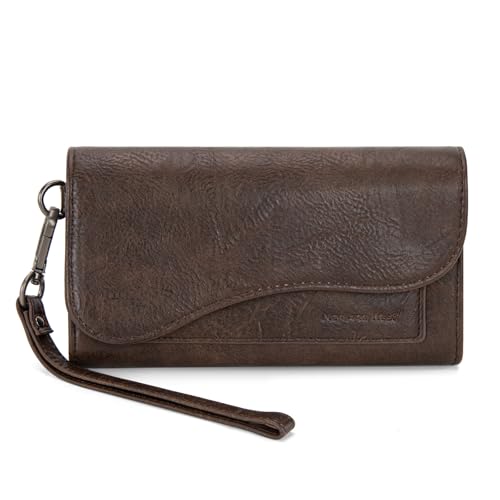 Image of Montana West Wallets for Women Large Phone Wristlet Wallets Trifold Money Organizers with Coin Purse and Wrist Strap
