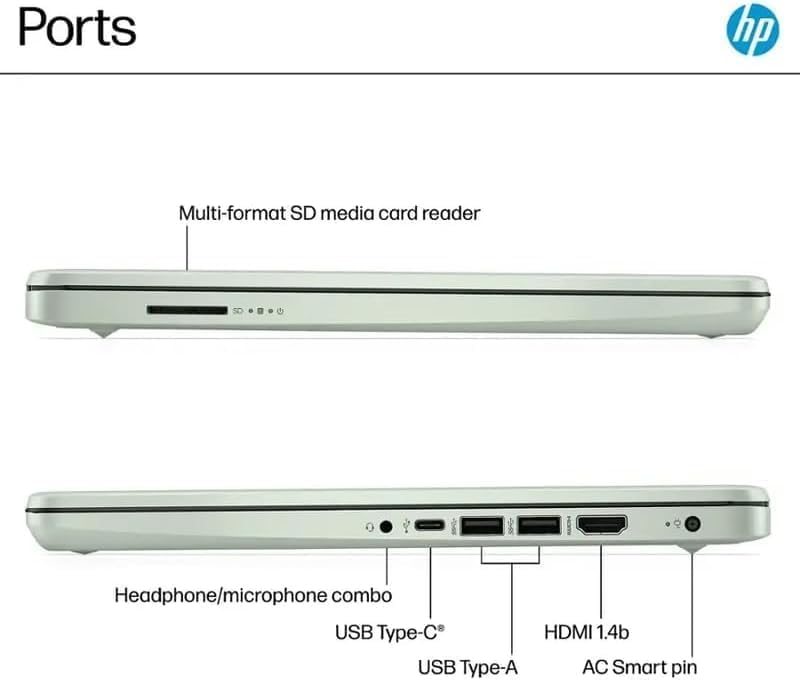 Image of HP 14 inch Business Laptop Computer with 1-Year Office 365, Intel Quad-Core N150 Processor, 4GB RAM 640GB Storage (128GB UFS+512GB SD Card), Windows 11 Home, PLUSERA Earphones, Willow Green