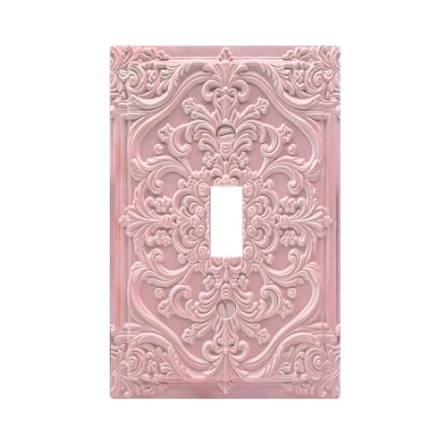Wpshijia Decorative Light Switch Plate Covers Pink 3D Floral Embossed 1 Gang Light Switch Cover Plate Single Toggle Wall Plate Outlet Covers Faceplate for Bedroom Home Decor