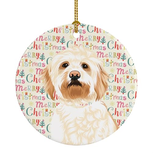 Caroline's Treasures Doodle Red #2 Christmas Ceramic Ornament Christmas Tree Hanging Decorations for Home Christmas Holiday, Party, Gift, 3 in, Multicolor
