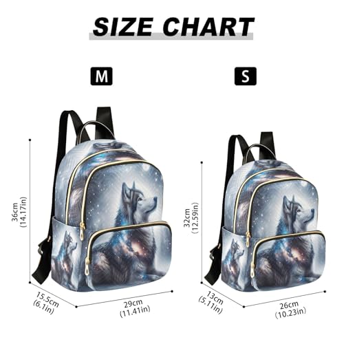 Image of ALAZA Wolf Galaxy Nebula Landscape Women Backpack Purse Ladies Fashion Shoulder Bag Daypack Travel Bag 10L