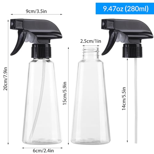 Plastic Spray Bottle 9.5 oz - 2 Pack Empty Spray Bottle for Hair, BPA Free Adjustable Mist/Stream for Plants, Cleaning, Pet2