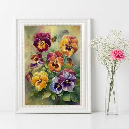 Image of HASTHIP Diamond Painting Kit Full Drill 5D Flower Diamond Art Canvas Resin Rhinestone Embroidery Craft for Adults Home Decor