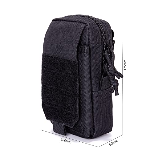 Tactical Molle Pouch, Ginsco Universal Edc Pouch Belt Bag Waist Pack Phone Holster Pocket Military Molle Pouches Utility Gadget Pouch For Outdoor Sport Black #TOP1