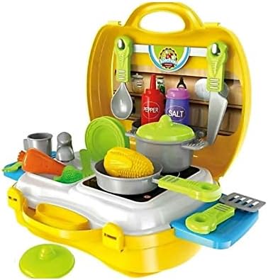 DHAWANI Suitcase Carry Case Kids Real Action Portable Kitchen Play Set (18 Pieces)