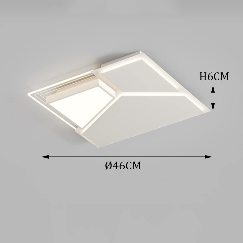 Nowoczesny LED Lampa sufitowa Biały kwadrat Możliwość przyciemniania Z pilotem Światło sufitowe zdalnego sterowania Okrągłe Lampa Oświetlenie wewnętrzne sypialnia balkon hala kuchnia,Ø46CM