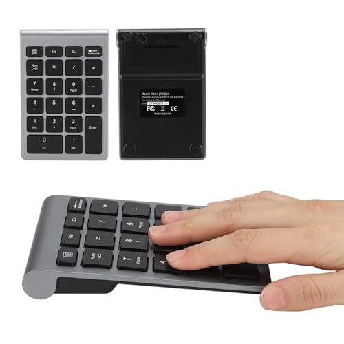 Agatige 22 Keys Wireless Number Pads, Mini 2.4G Numeric Keypad with Receiver, Portable Financial Accounting Numeric Keypad Keyboard Extensions for Windows XP, Linux, Vista, Windows 7/8/10 (Iron Grey)
