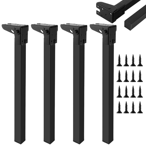 MUXHEL 4 patas de mesa plegables, 40 cm, metal negro, 4 piezas