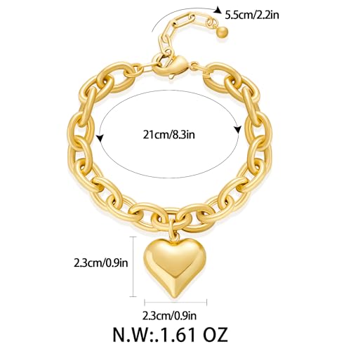 Pearl Bracelets For Women Gold Plated Chain Link Bracelets Bow Heart Charm Bracelets 5