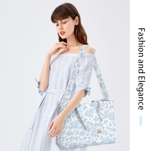 Image of Corduroy Tote Bag for Women Small Satchel Bag Mini Tote Bag Aesthetic Crossbody Handbag - School Work Travel Shopping