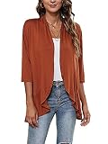 Chunoy Women's Casual Summer 3/4 Sleeve Kimono Cover Up Short Lightweight Sweaters Shrug Plus Size S