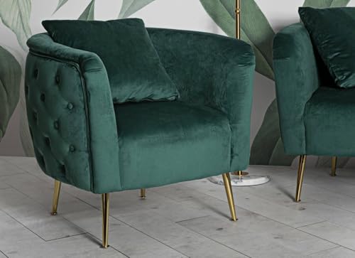 Dmora - Sillón Bolgare, Asiento Acolchado, sofá Individual de salón, Silla con reposabrazos, 76 x 74 x 71 cm, Verde