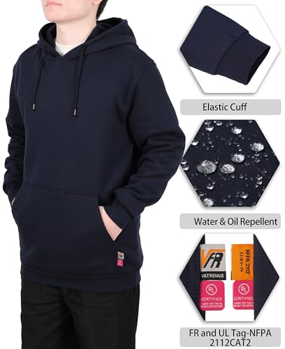 Image of VATRENUS FR Hoodies for Men Pullover 10.5oz Cotton Fleece Flame Resistant Jacket Fire Retardant Welding Sweatshirts