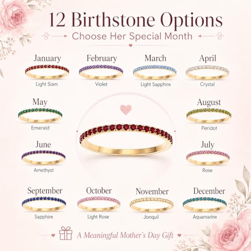 GlameVibe Birthstone Rings For Women, Silver Stackable Cubic Zirconia Stainless Steel Birth Stone Ring To My Daughter/Mom Birthday Unique Gifts Jewelry (12-Silver-December, 8) by GlameVibe - Used condition - Image 2
