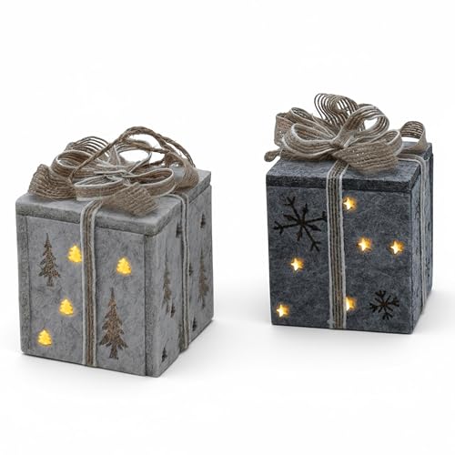 LED Filz Geschenkbox warm weiß inklusive Batterie - 2er Set -...