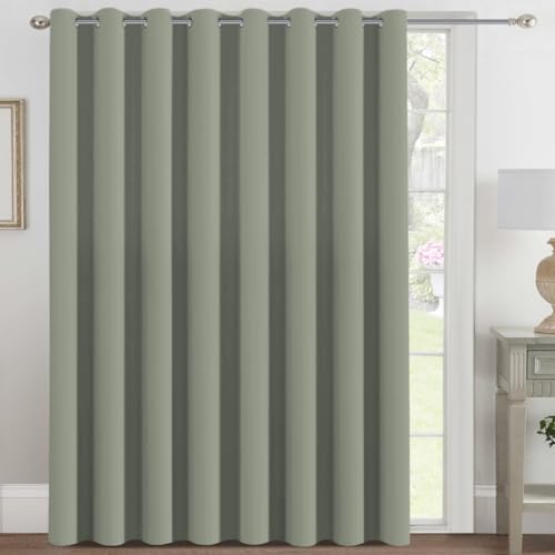 Image of H.VERSAILTEX Blackout Patio Curtains 100 x 96 Inches for Sliding Door Extral Wide Blackout Curtain Panels Thermal Insulated Room Divider - Grommet Top, 8' Tall by 8.5' Wide - Sea Grass